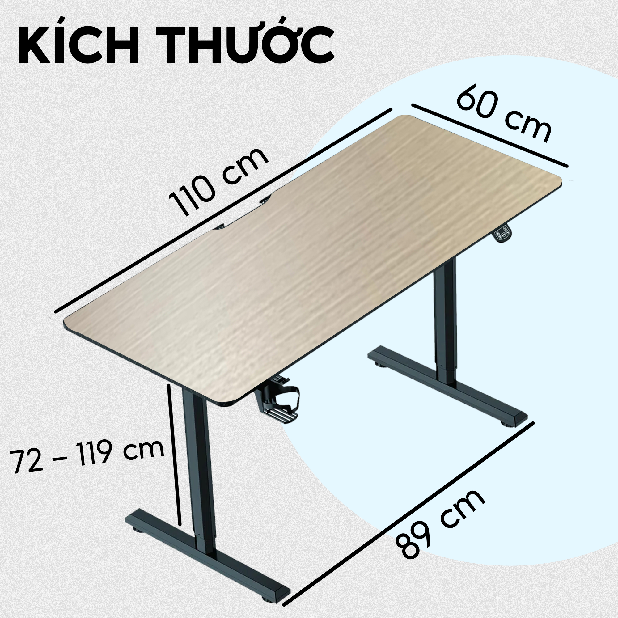 Bàn tăng giảm nâng hạ chiều cao thông minh iCockpit 1460, nâng hạ 80 kg, tặng móc treo tai nghe, giá để ly nước, thảm lót chuột