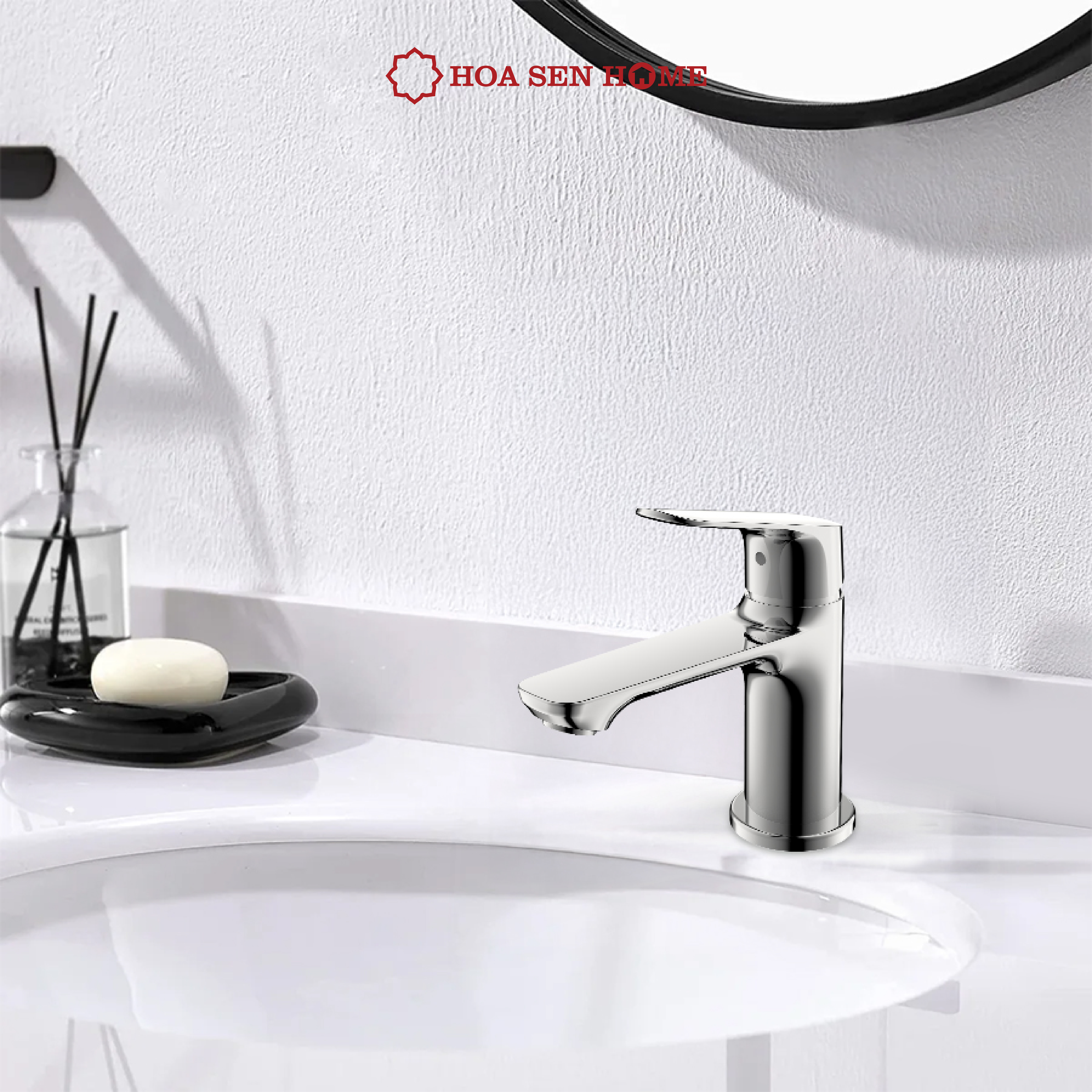 Vòi lavabo nóng lạnh TUSLO F002 Luxury chất liệu đồng nguyên chất, mạ Crom-Niken, công nghệ tạo bọt khí hiện đại - Hoa Sen Home - Hàng chính hãng