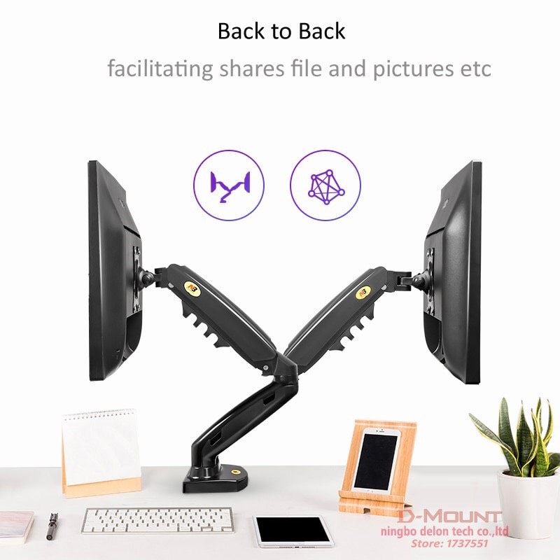 Giá treo 2 màn hình kép NB F160 17-27 inch, tải trọng 9kg mỗi bên