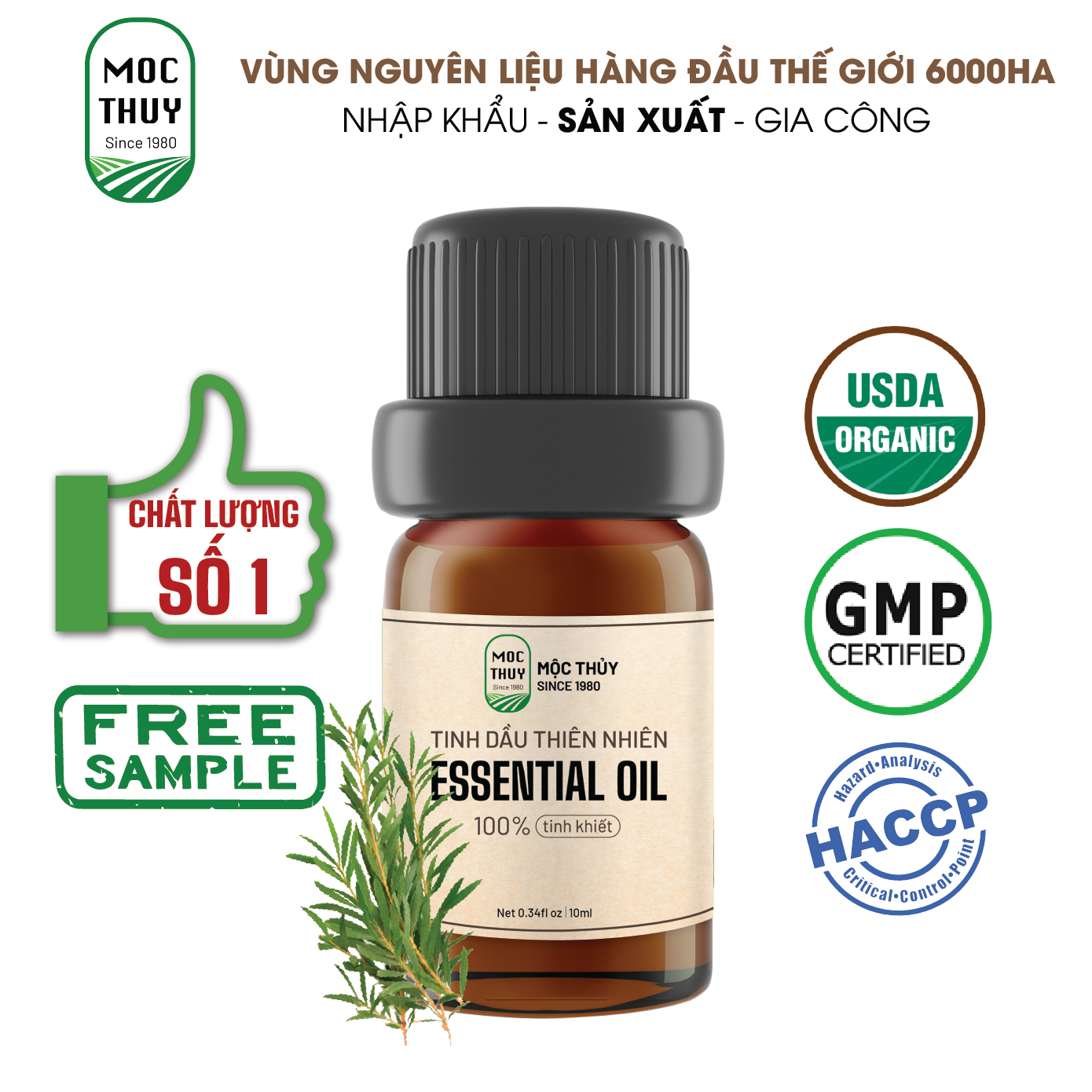 [HCM] Tinh Dầu Tràm Trà Nguyên Chất Hữu Cơ MỘC THỦY Khử Mùi Thơm Phòng Thư Giãn 100ml, 500ml - Đạt chuẩn chất lượng kiểm định