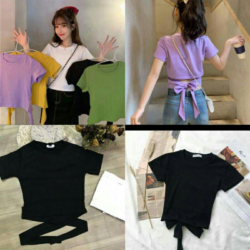 Áo croptop thắt nơ sau lưng