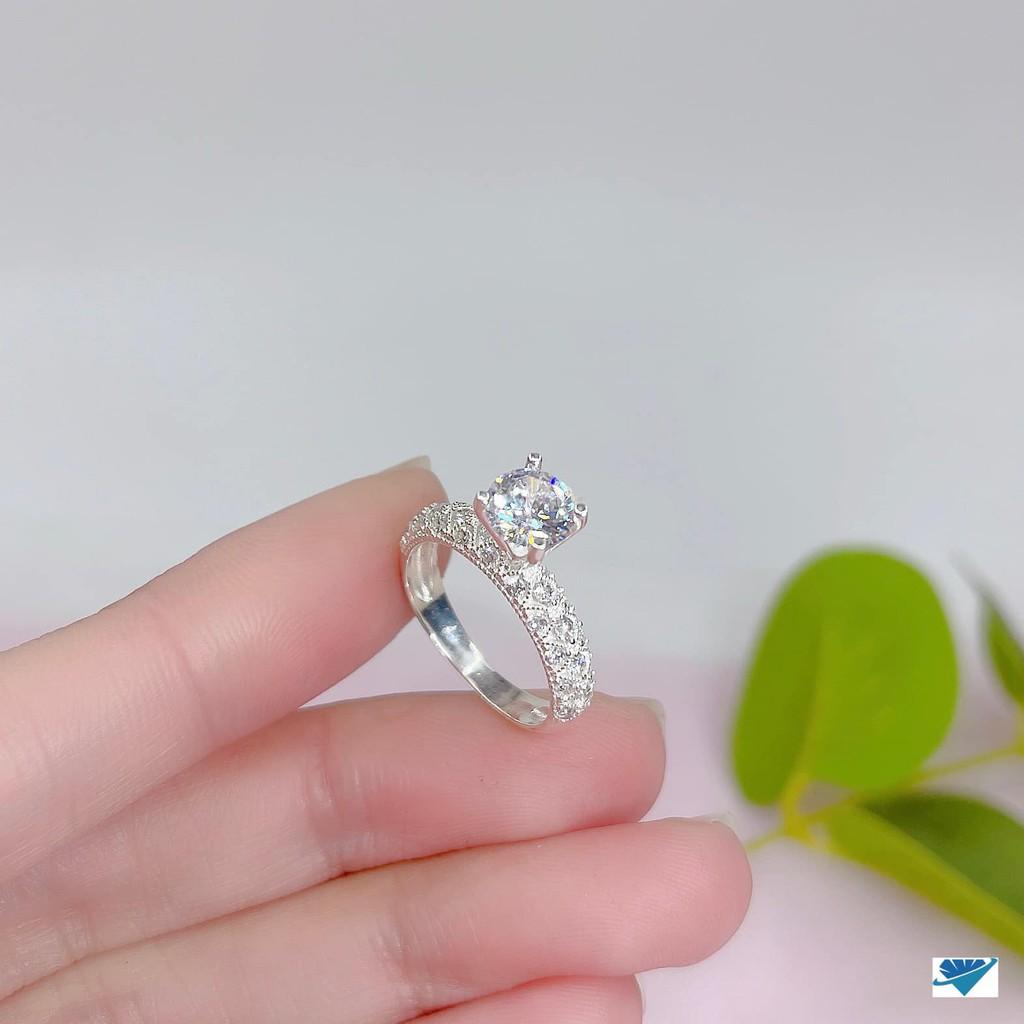 Nhẫn nữ bằng bạc đính đá cao cấp MS08g