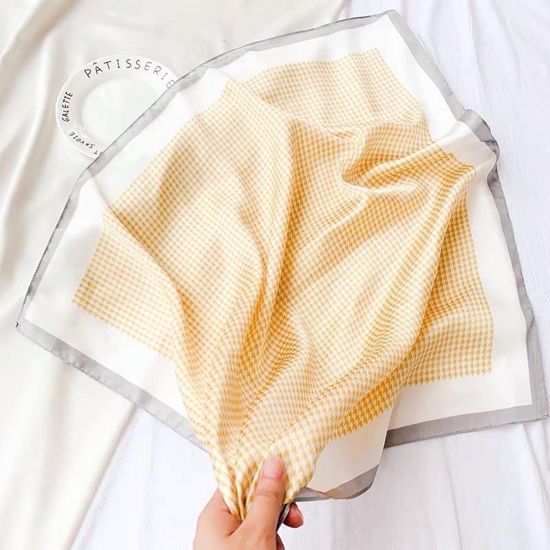 Khăn turban lụa vuông choàng cổ size 70x70cm thanh lịch phong cách nữ tính đa năng dùng làm áo yếm in họa tiết