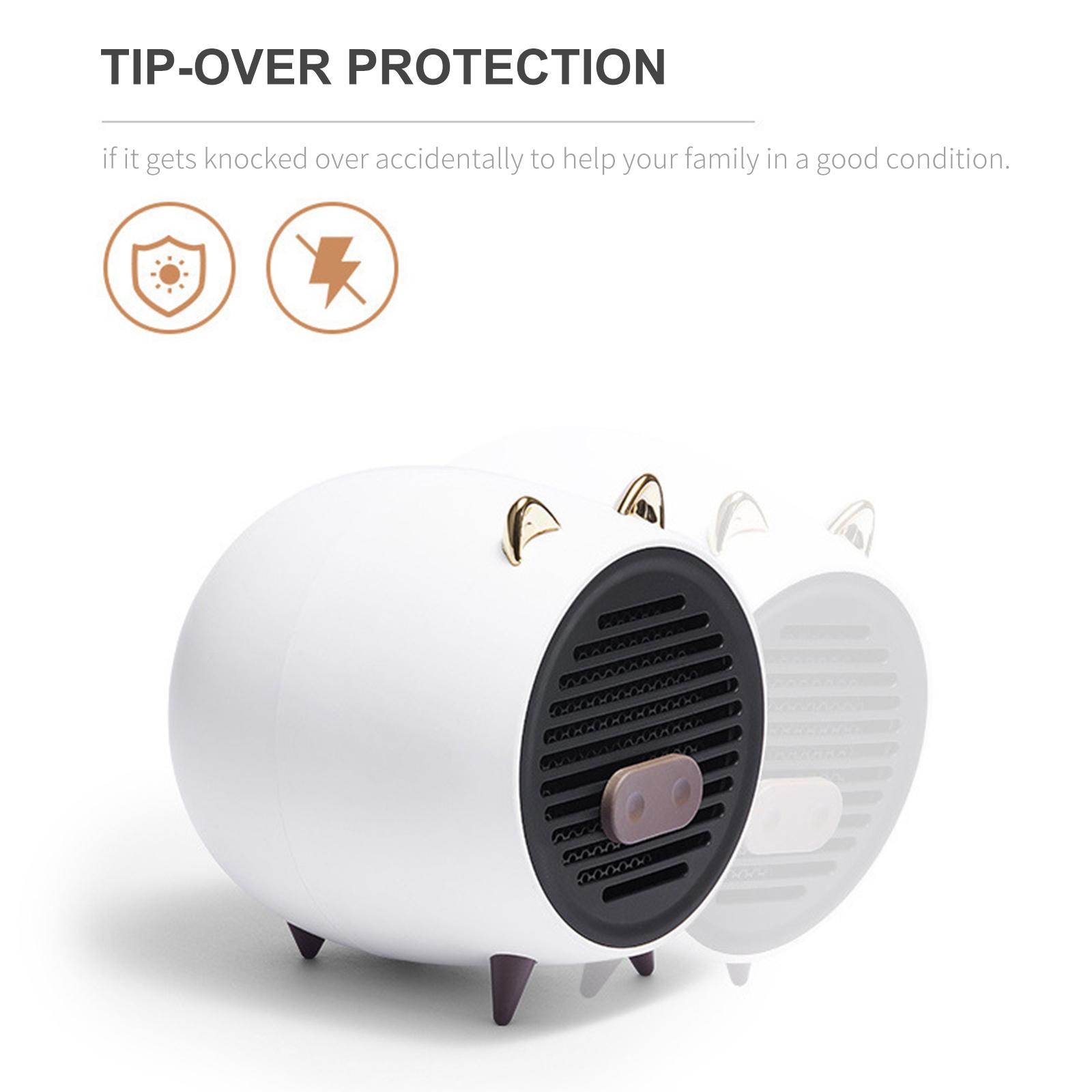 Máy sưởi không gian mini để bàn bằng điện 500W Vỏ ABS chống cháy, thiết kế hình dáng dễ thương
