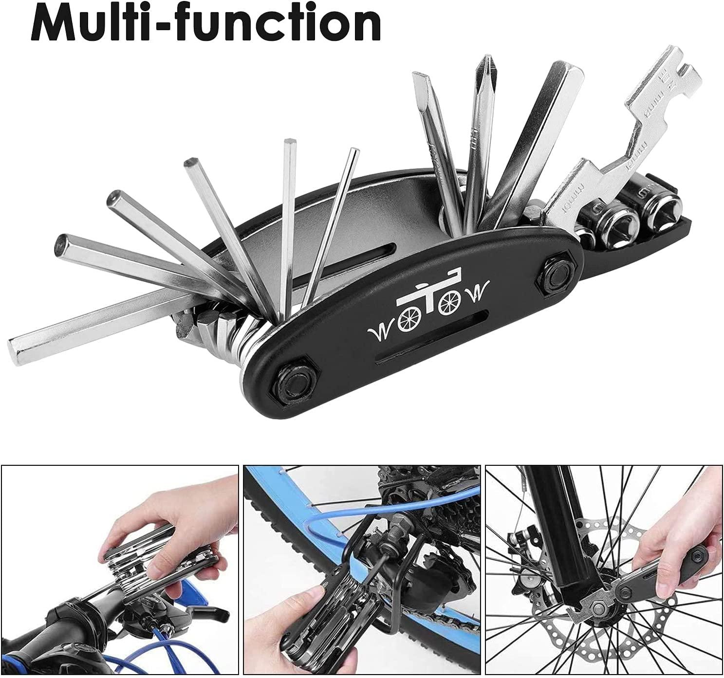 Bộ dụng cụ sửa chữa xe đạp, Multitool cho xe đạp 16 trong 1 với đòn bẩy lốp xe đạp Cờ lê lục giác