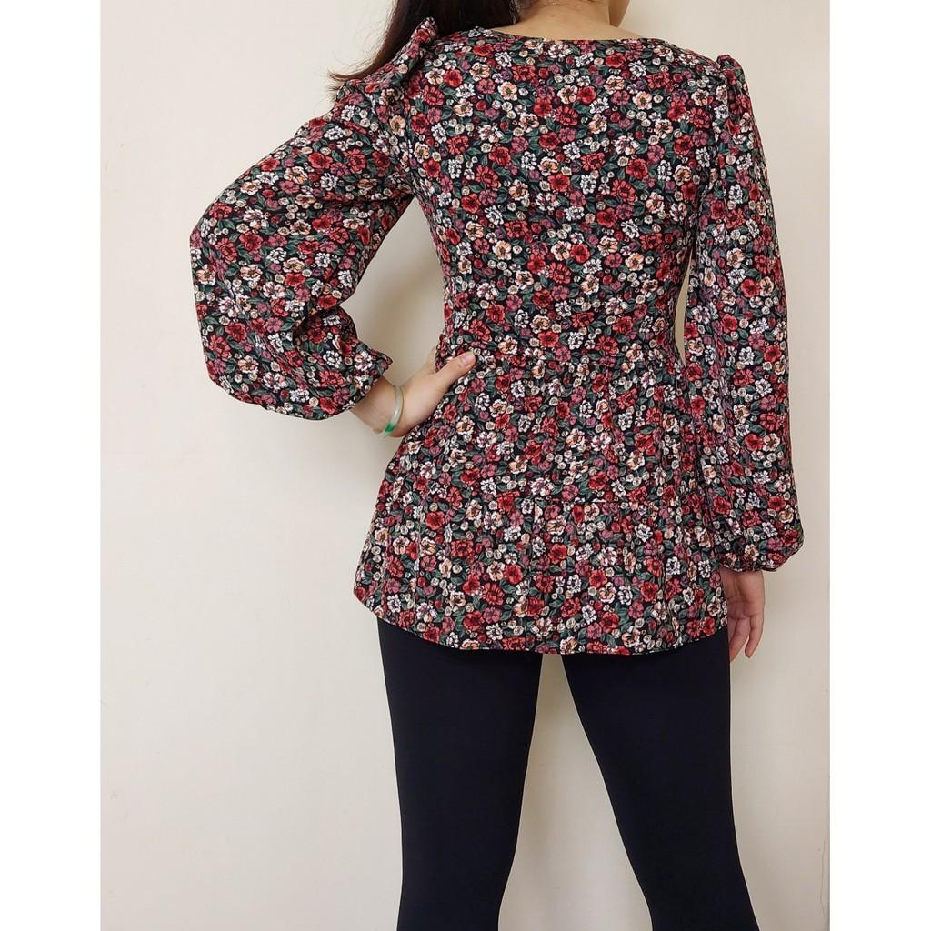 Đầm Babydoll Họa Tiết Hoa Xinh Xắn Tay Phồng Lạ Mắt