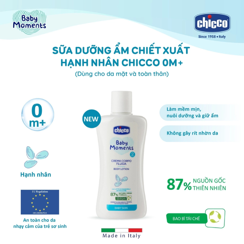 Sữa dưỡng ẩm chiết xuất hạnh nhân Chicco 0M+ 200ml