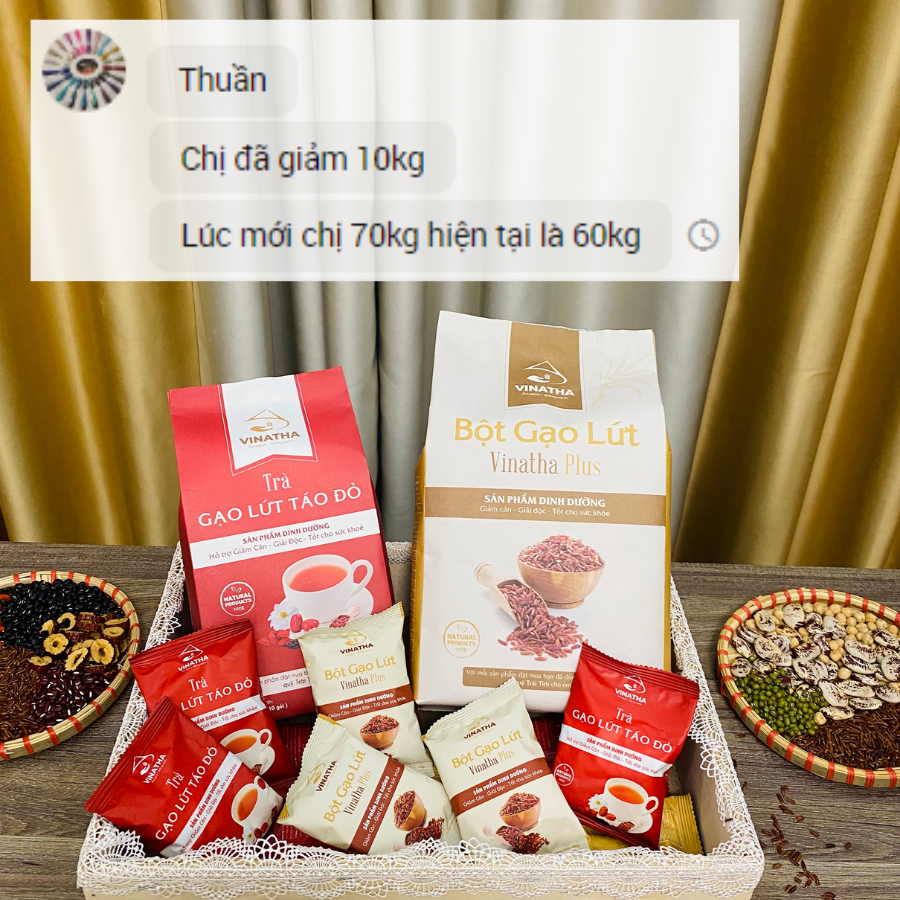 Combo 2 Set Bột Trà Gạo Lứt VIP Thực Dưỡng Giảm Cân Vinatha