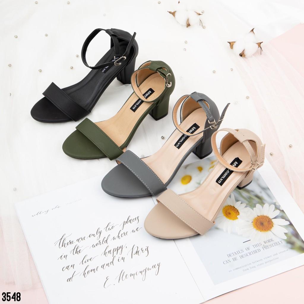 Giày cao gót nữ MWC sandal cao gót tiểu thư công sở quai ngang đế trụ hở mũi cao 7CM NUCG- 3548