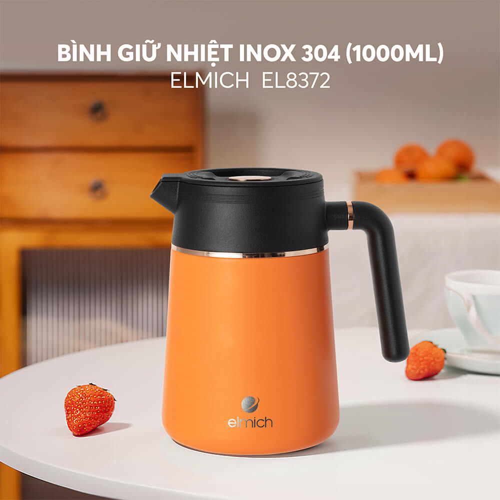 Bình Giữ Nhiệt Gia Đình Elmich EL8372 1L, Hàng Chính Hãng, Inox 304, Có Lõi Pha Trà - JoyMall