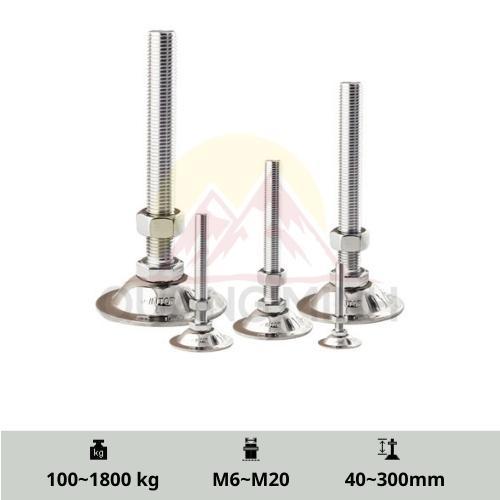 P/PS - Chân tăng chỉnh chiều cao, chịu lực đế sắt M6, M8, M10, M12, M14, M16, M20 cao cấp tiêu chuẩn Hàn Quốc