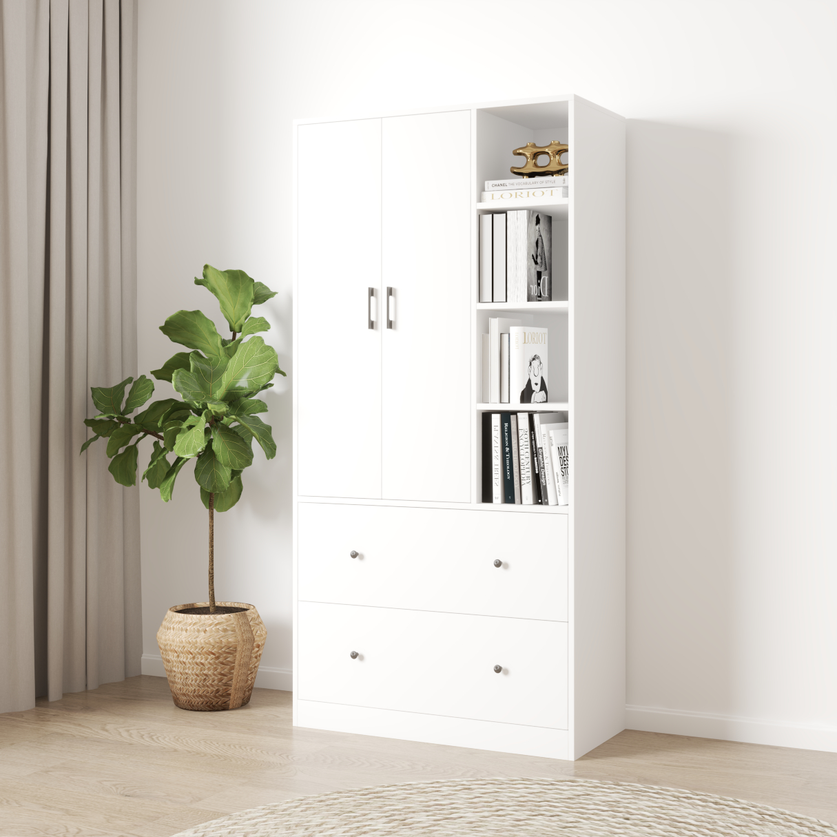 [Happy Home Furniture] SALY ,  Tủ quần áo đa năng - kết hợp kệ ,  90cm x 40cm x 180cm ( DxRxC), TCM_008