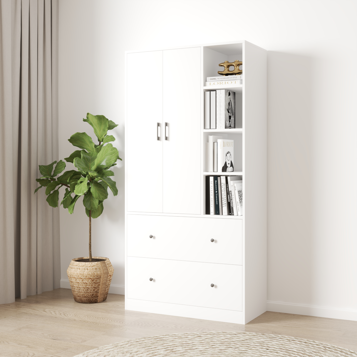 SALY , Tủ quần áo đa năng - kết hợp kệ , 90cm x 40cm x 180cm , TCM_008