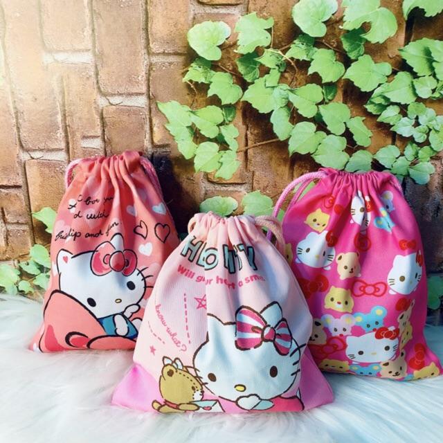 Túi rút vải dệt kim Hello Kitty