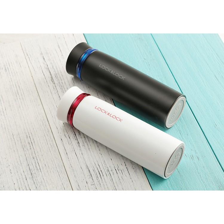 Bình giữ nhiệt Lock&Lock 450ml Feather Light LHC4131 - Hàng chính hãng, bằng thép không gỉ, có lưới lọc trà - Hapos