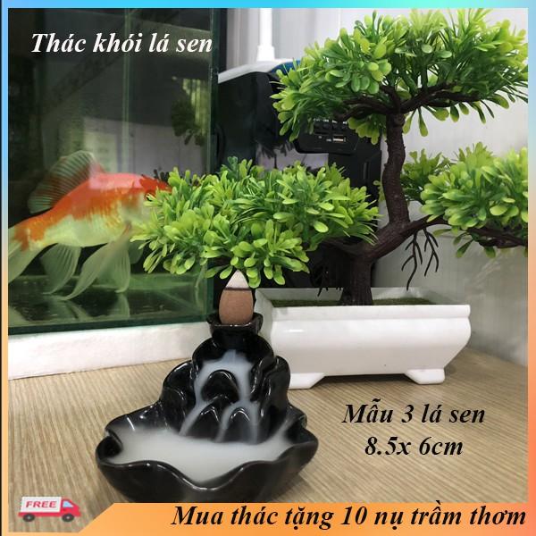 Thác khói trầm hương LÁ SEN-thác khói trầm hương tỏa ngược, tặng kèm 10 nụ trầm hương