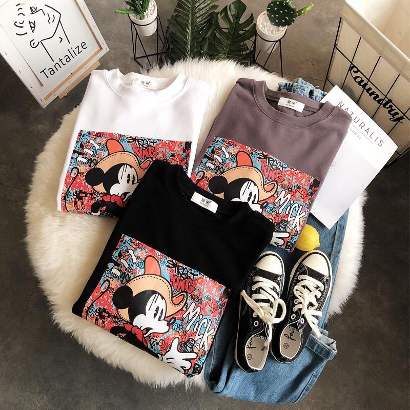 MS006 Áo thun nam nữ cao bồi mickey form rộng