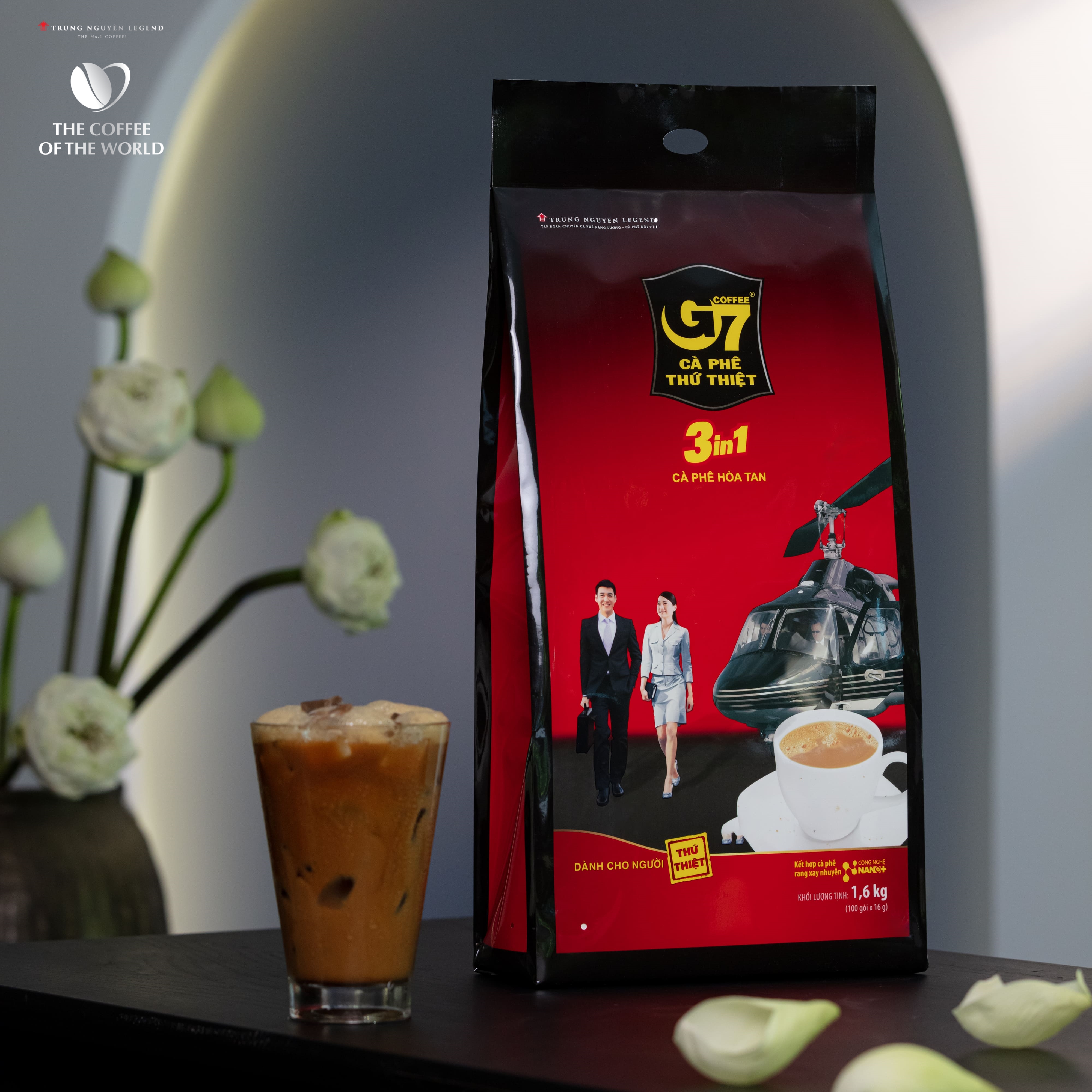 Trung Nguyên Legend - Cà phê sữa hòa tan G7 3in1 - Bịch 100 sticks x 16gr (gói dài)