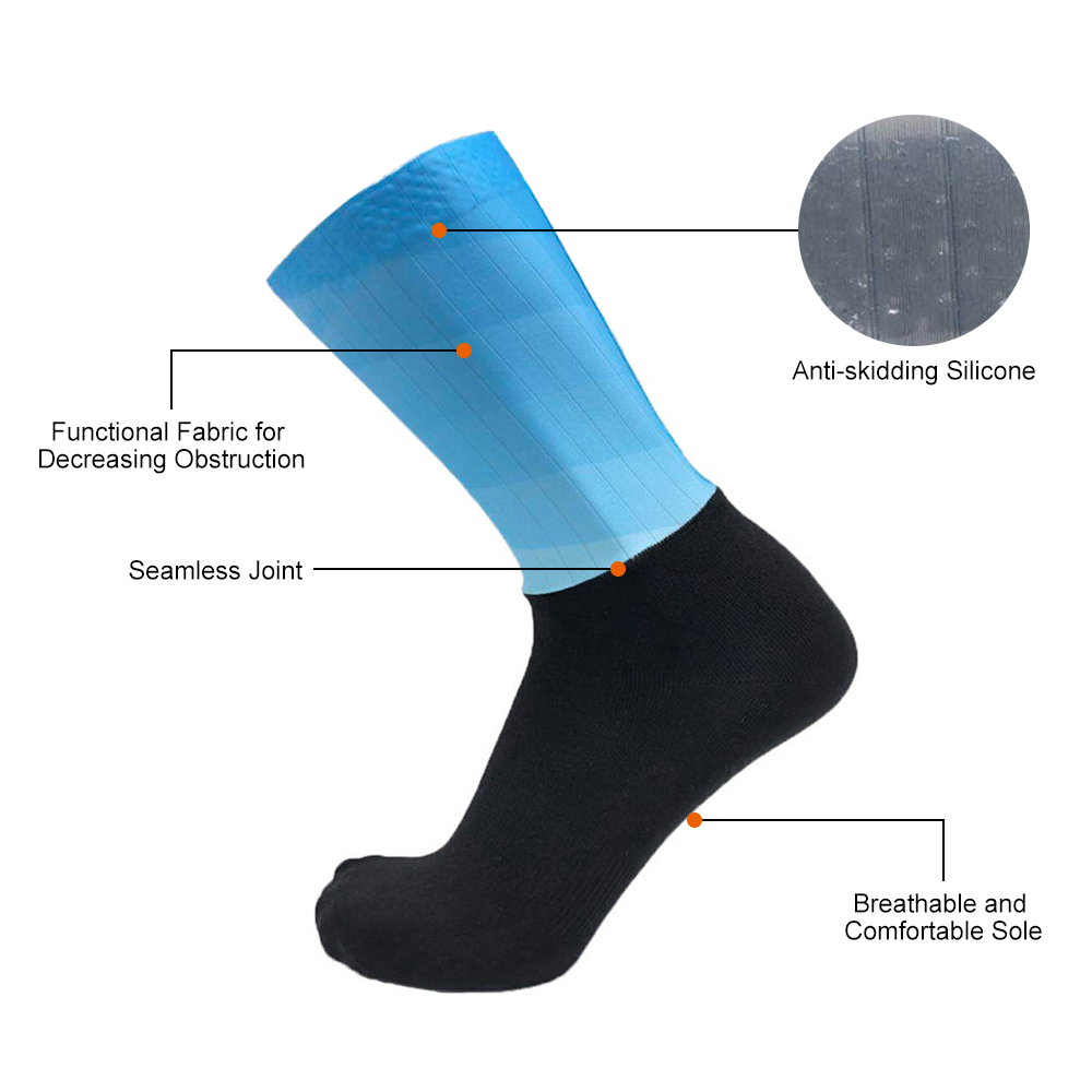 Vớ Tất Silicone Chống Trượt Thoáng Khí Đàn Hồi Màu Gradient Cho Nam Nữ Đạp Xe Chạy Bộ