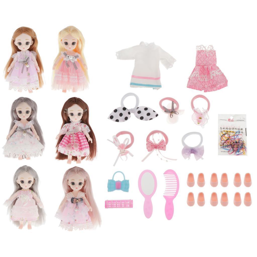 Fashion 6'' BJD Doll 3D Big Eyes Realistic Eyelash Girl Dolls Toys
