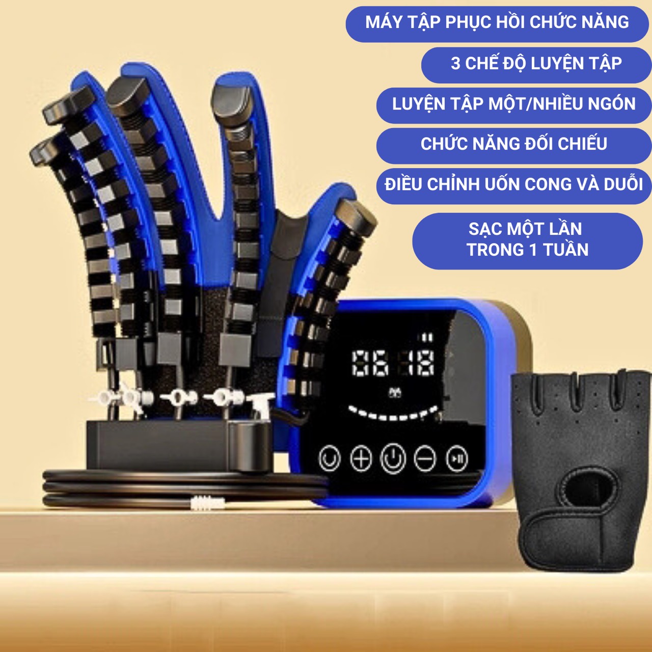 Máy tập tay ,găng tay robot hỗ trợ phục hồi chức năng cho người bị tai biến, đột quỵ. Sử dụng pin sạc