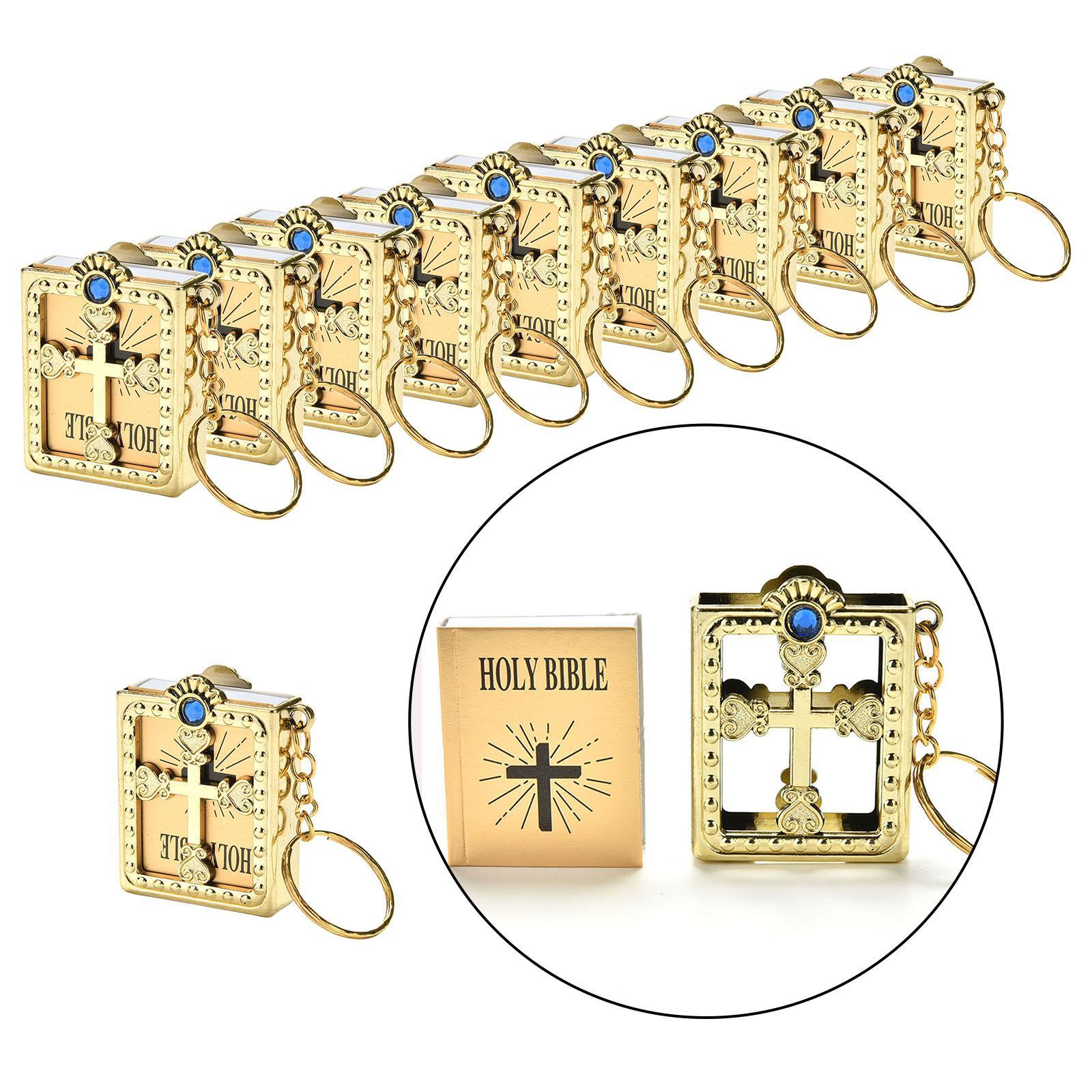 Mini Holy Bible Miniature Pendant Keyring Key Chain Keychain Novelty Golden