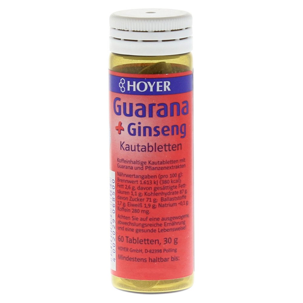 Kẹo ngậm Nhân sâm mix Guarana hữu cơ Hoyer Organic Guarana + Ginseng 60 viên