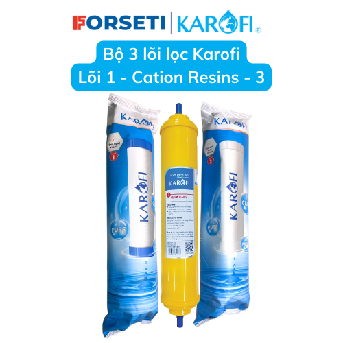 Combo 3 lõi lọc nước Karofi hàng chính hãng 123 với lõi số 2 Cation resin nhỏ cho các náy N-e - Hàng chính Hãng