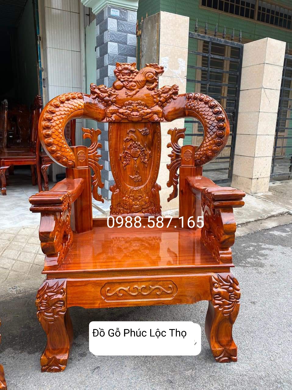 Bộ salon gỗ tràm víp tay 12 huỳnh nghê đỉnh-bộ bàn ghế phòng khách