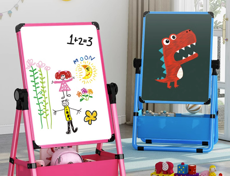 Bảng vẽ mini 2 mặt cho bé tập vẽ - Bảng vẽ khung giá đỡ cho bé tại nhà, thỏa sức sáng tạo