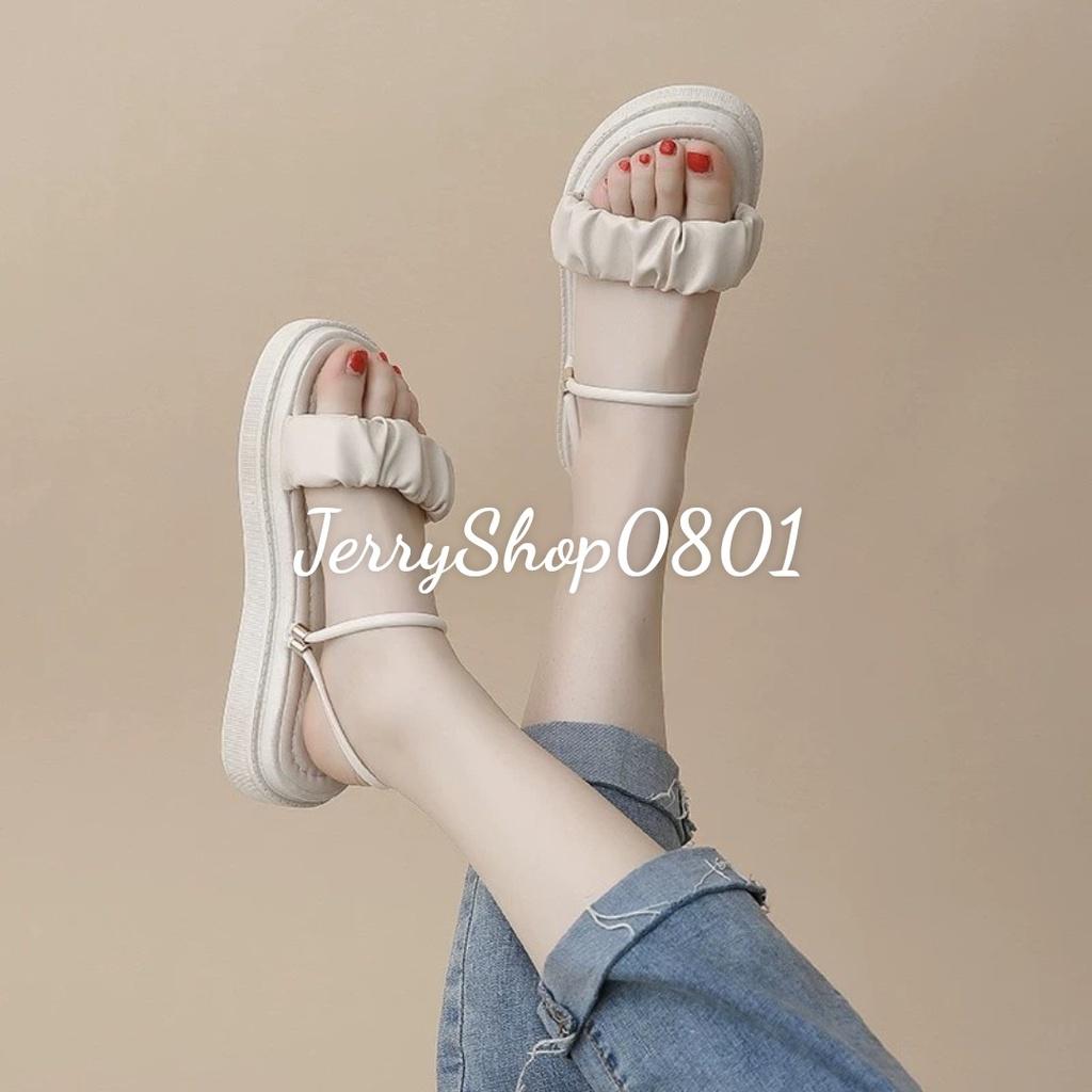 Sandal nữ đế BÁNH MÌ 3P QUAI NHÚN 2IN1 MANG 2 KIỂU siêu xinh 2 màu