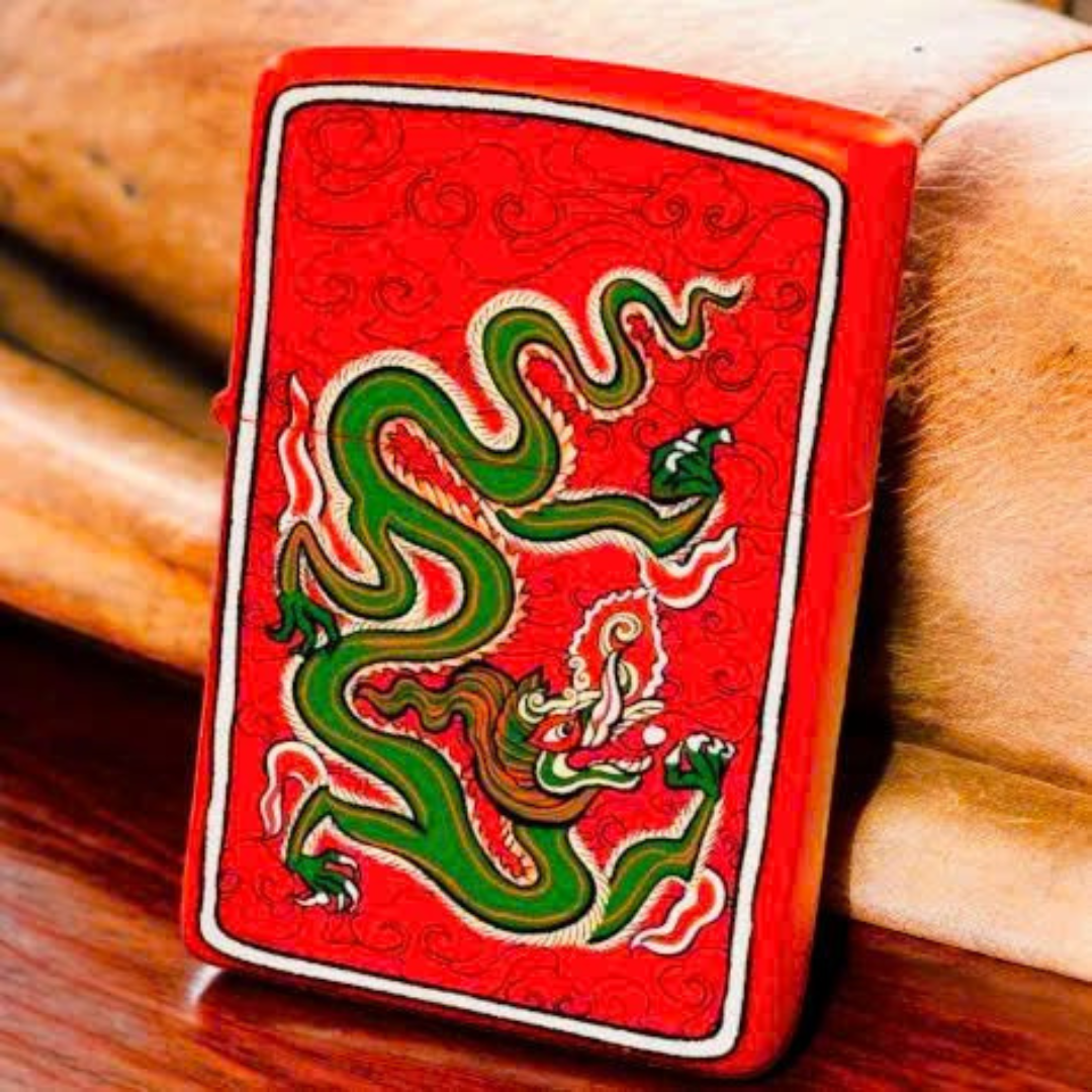Bật lửa Zippo Year of the Dragon - Phiên Bản 12 Con Giáp (Tuổi Thìn) Thiết Kế Việt Nam, Sơn Tĩnh Điện Đỏ May Mắn Chính Hãng