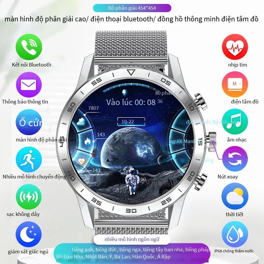 Đồng hồ thông minh phong cách mới nhất 1,39 inch 454 * 454 pixel Cuộc gọi Bluetooth Trình phát nhạc kiểm tra điện tâm đồ DT70