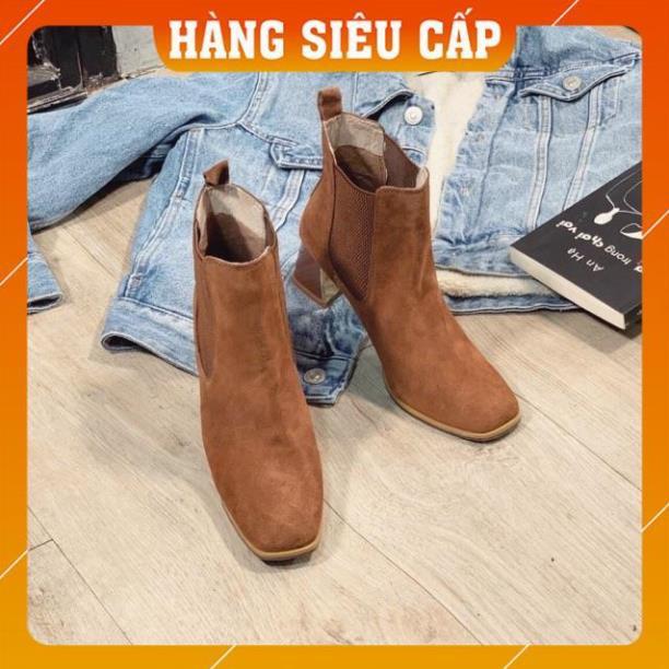 Boot da lộn, boots nữ, mũi vuông, cao gót Hàng y ảnh, chất cực đẹp