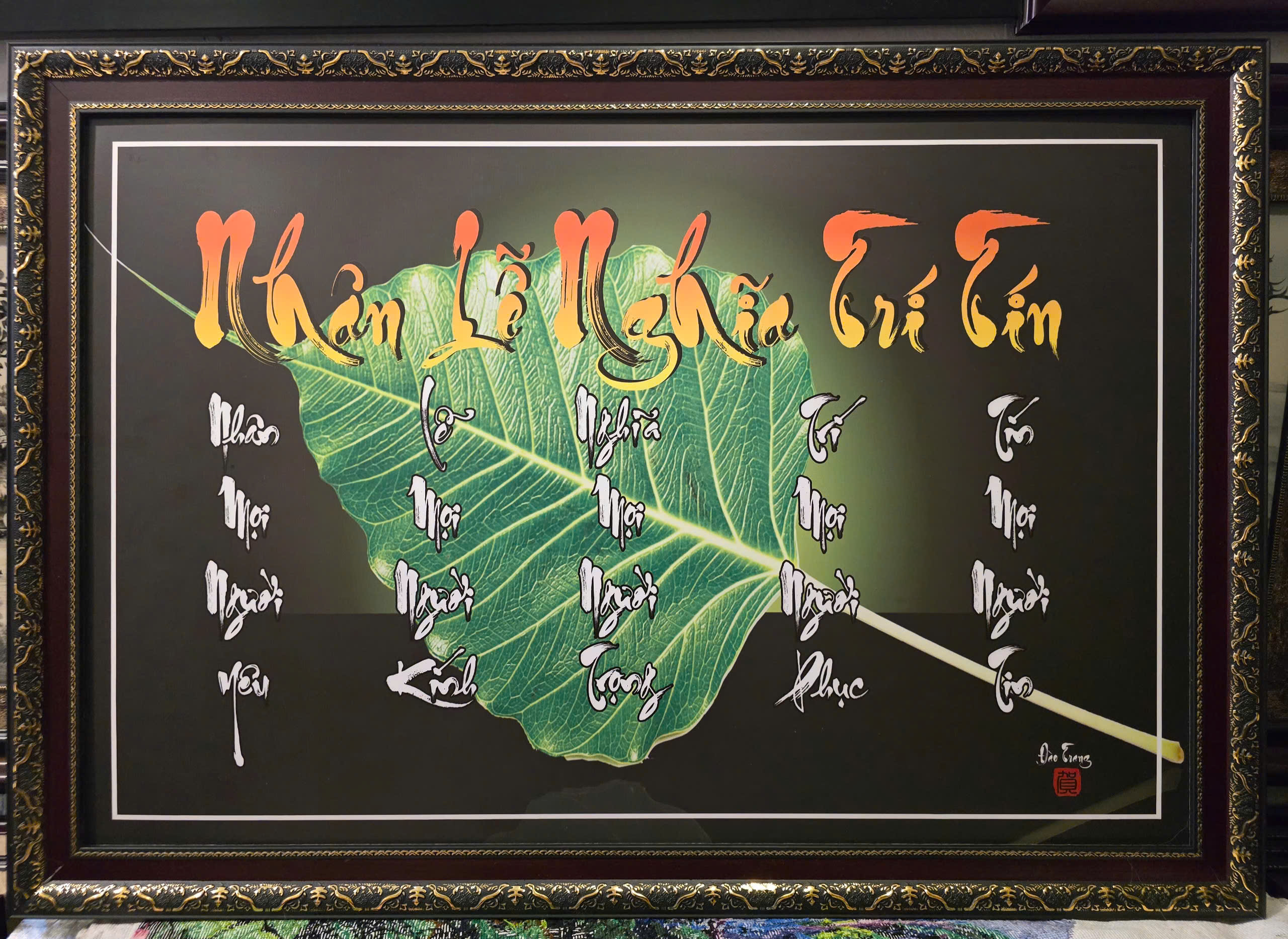 TRANH CHỮ THƯ PHÁP -NHÂN NGHĨA LỄ TRÍ TÍN (KT 70*100cm)