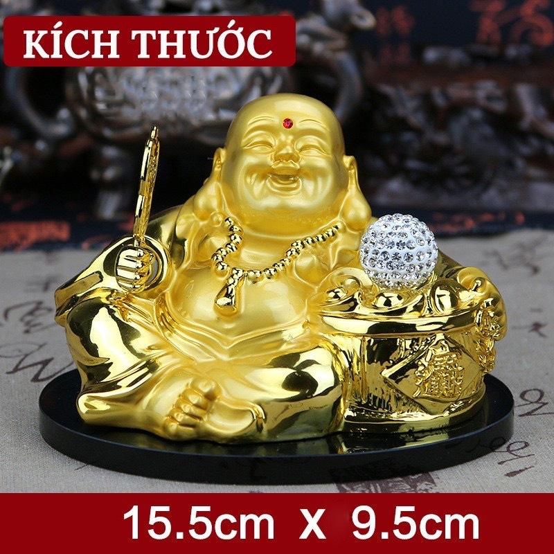 Tượng phật ông di lặc đặt taplo trang trí ô tô xe hơi có quả cầu tự xoay bằng năng lượng mặt trời