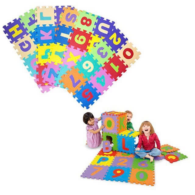 Thảm Xốp Cho Bé, Thảm Chơi Xếp Hình Lắp Ghép, Xốp Lót Trải Sàn - Bộ 40 tấm (15x15cm)