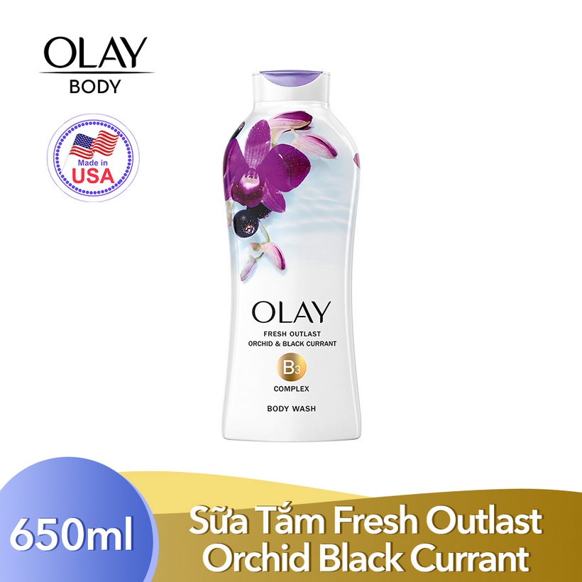 Sữa Tắm Dưỡng Ẩm Olay Fresh Outlast Soothing Orchid Black Currant Body Wash 650ml