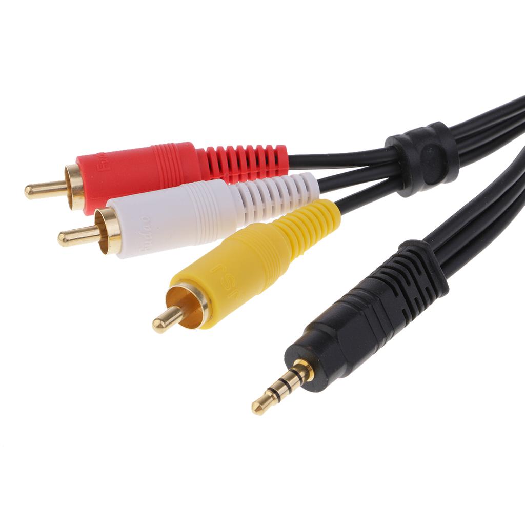 3.5mm Male To 3-RCA Male Adapter Audio Stereo Extension Splitter Cable