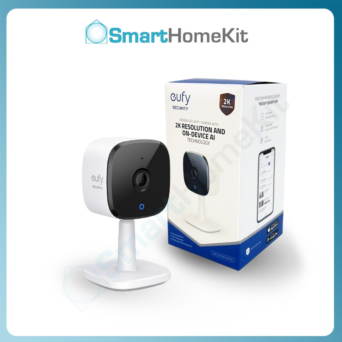 Camera trong nhà Eufy Security Indoor Cam 2K, tích hợp còi báo động - Hàng chính hãng