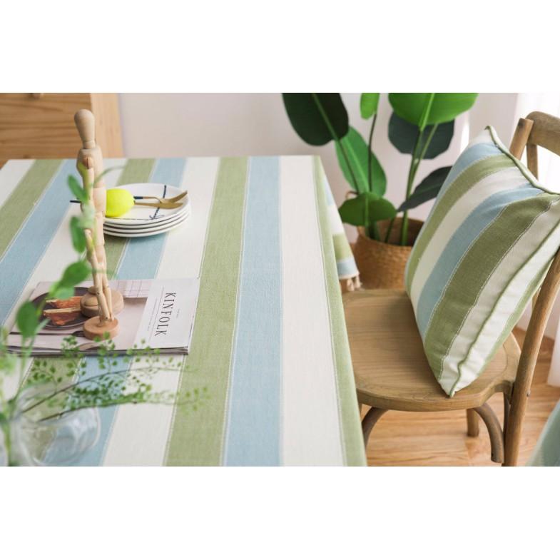 KHĂN TRẢI BÀN CHỮ NHẬT, BÀN ĂN LAN DECOR TB326 - KẺ SỌC XANH TRẮNG