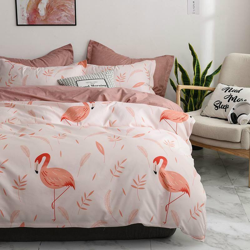 Bộ chăn ga Cotton Poly Họa tiết Hạc Cam - Hàng Nhập Khẩu