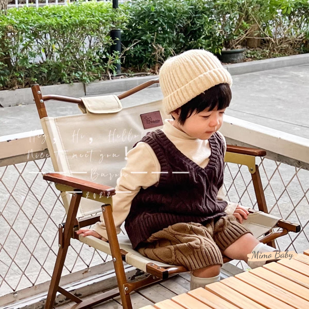 Áo gile len dệt kim cổ tim phong cách vintage mùa thu đông cho bé QA68 Mimo Baby