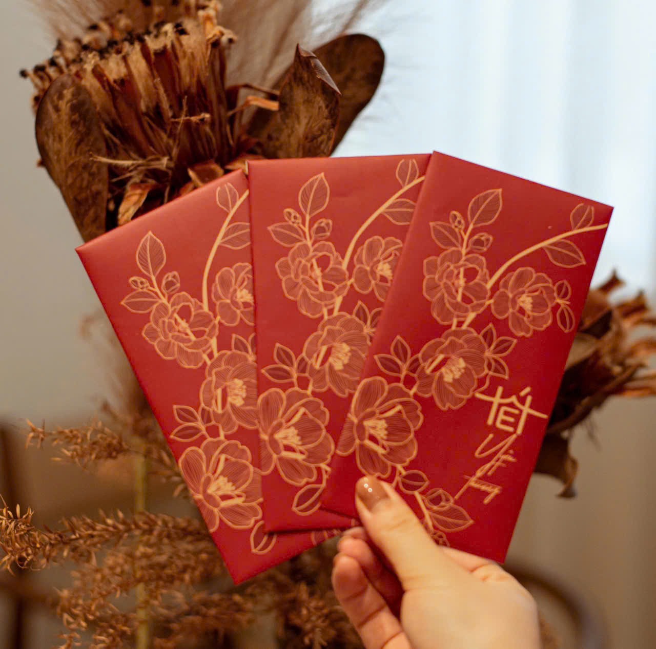 SET 60 Bao Lì Xì Tết 2026 Cao Cấp – Họa Tiết Hoa Vàng Sang Trọng – Bộ Lì Xì Tết Đỏ May Mắn - HÀNG CHÍNH HÃNG MINIIN