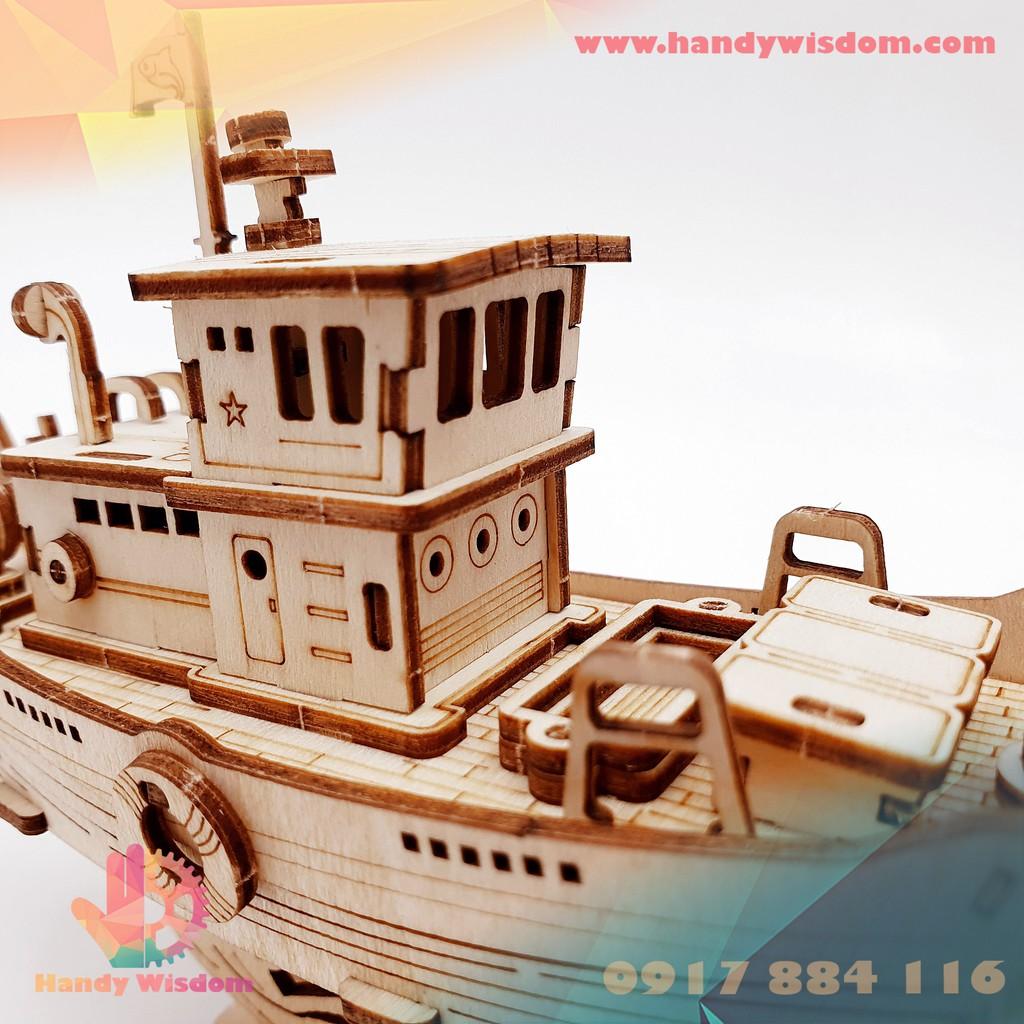 Mô hình lắp ghép gỗ Rolife - Tàu đánh cá - Robotime Fishing Ship TG308