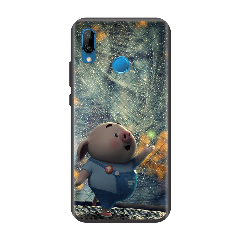 Ốp lưng TPU viền dẻo cho điện thoại HUAWEI NOVA 3E Hình Heo Con Chạy Bộ