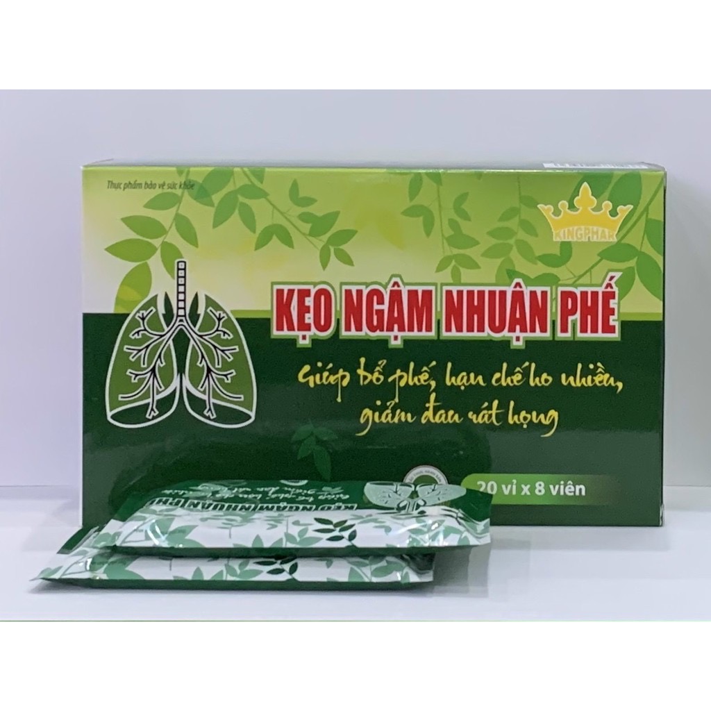 Kẹo ngậm nhuận phế Kingphar, vỉ 8 viên, giảm ho, làm ấm đường hô hấp