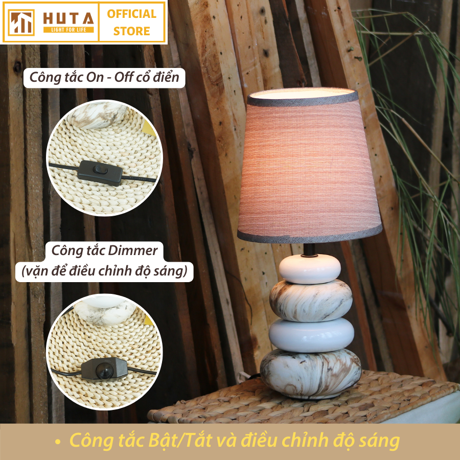 Đèn Ngủ HUTA Light For Life S12 Đá Gốm Sứ Xếp Độc Đáo, Decor Trang Trí Phòng Ngủ, Điều Chỉnh Độ Sáng, Bóng Led Sáng Vàng Tiết Kiệm Điện