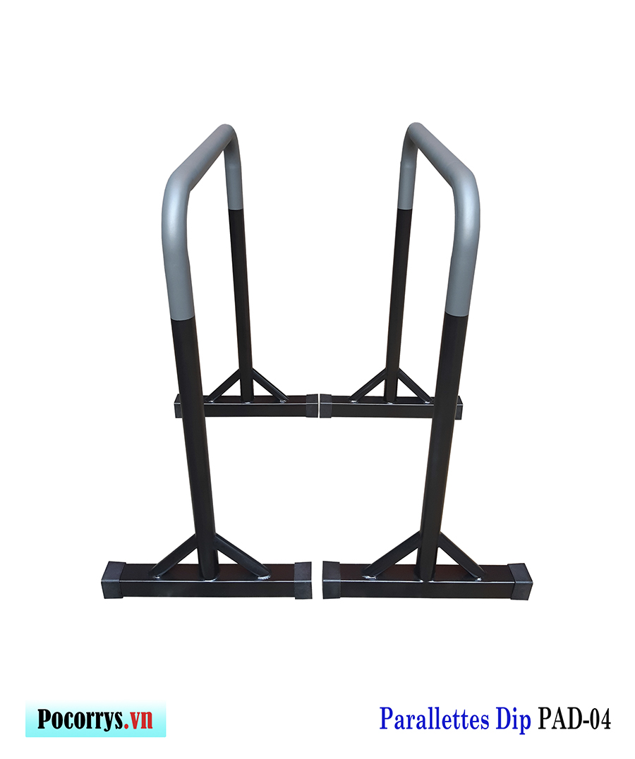 Xà kép Parallettes Dip cao 90cm, Pocorrys PAD-04, Màu ghi chân đen