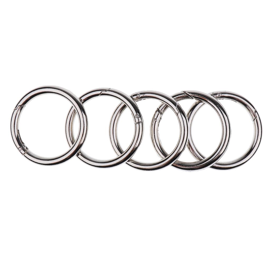 10PCS Metal Round Carabiner Spring Snap Clips Hook Keychain Keyring Buckle 49mm